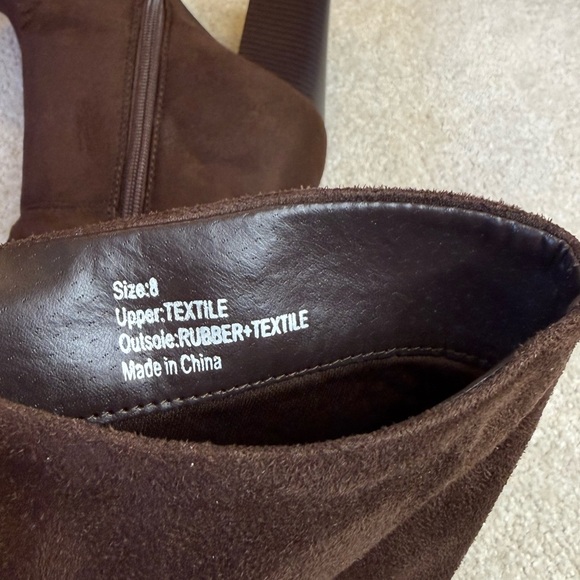 Brown Suede Pointy Toe Heeled Knee High Boots Size 8 - Picture 5 of 5